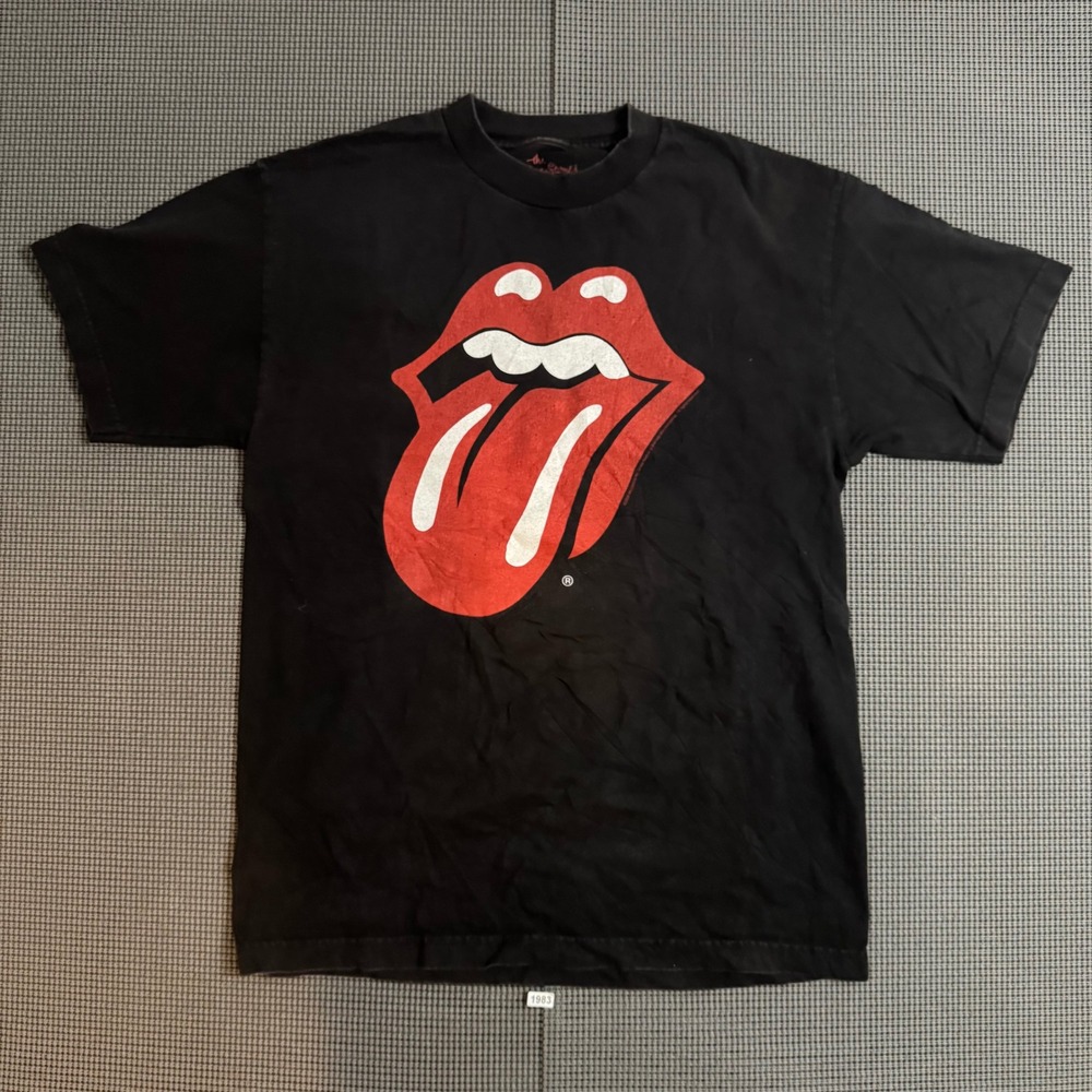 The Rolling Stones Tongue Logo Graphic T-Shirt Black Mens Size M Short Sleeve
